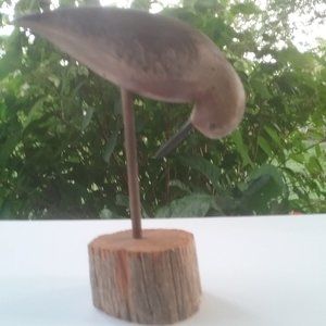 Home decor, Carved Wood Bird on base; Brown